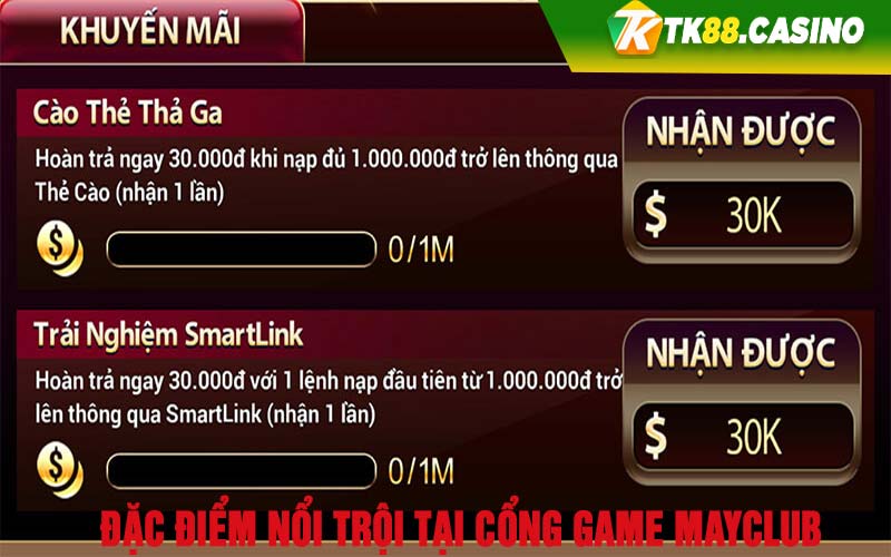 Đặc điểm nổi trội tại cổng game Mayclub